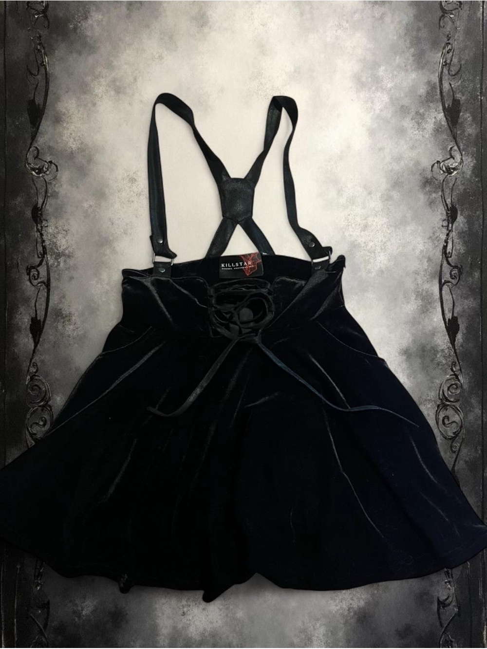 Killstar Black Velvet Suspender Skirt